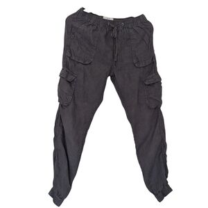Nicole Miller Linen Grey Cargo Pants Women's, S